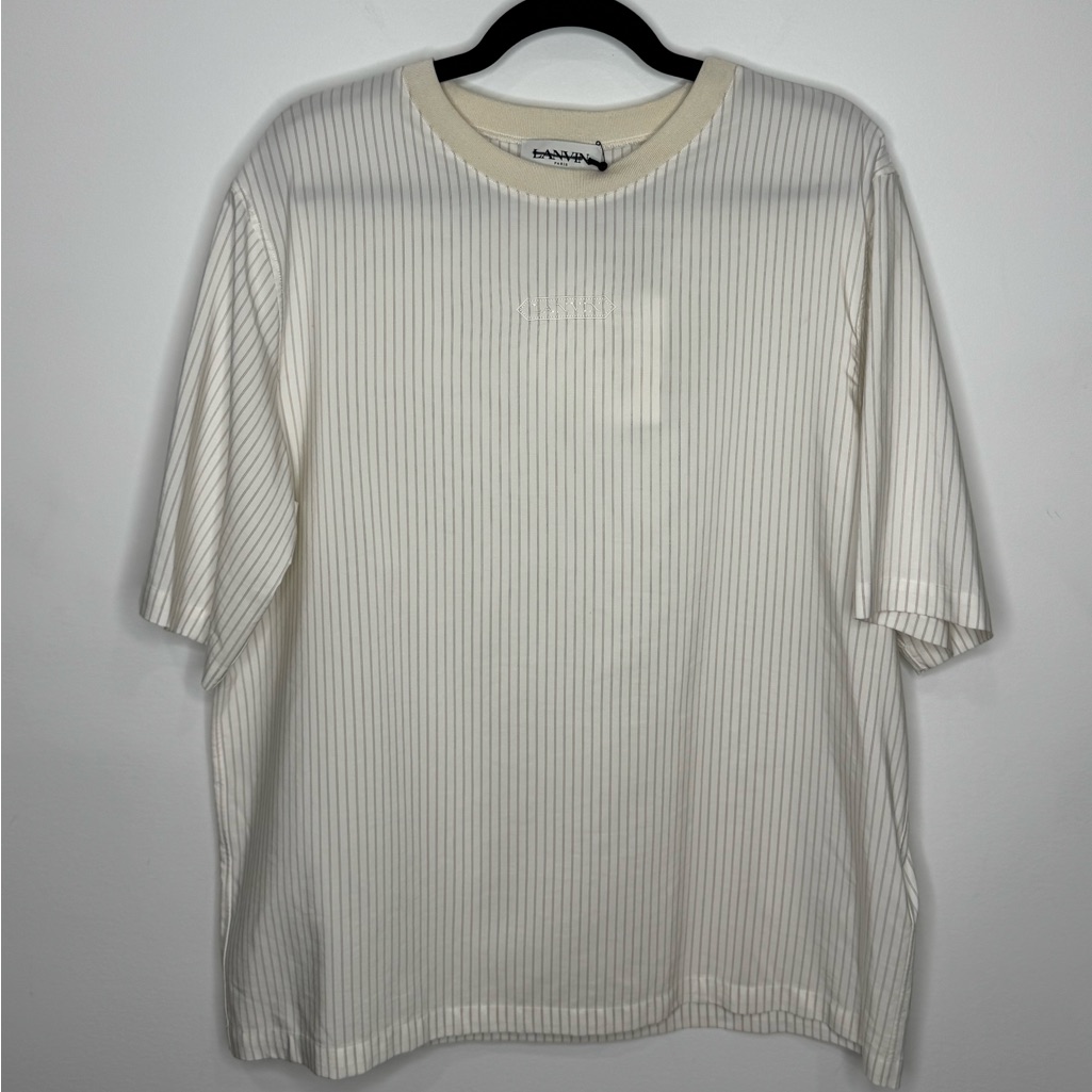 Lanvin Striped Logo T-Shirt Silk White Men’s Size 38/Us Medium